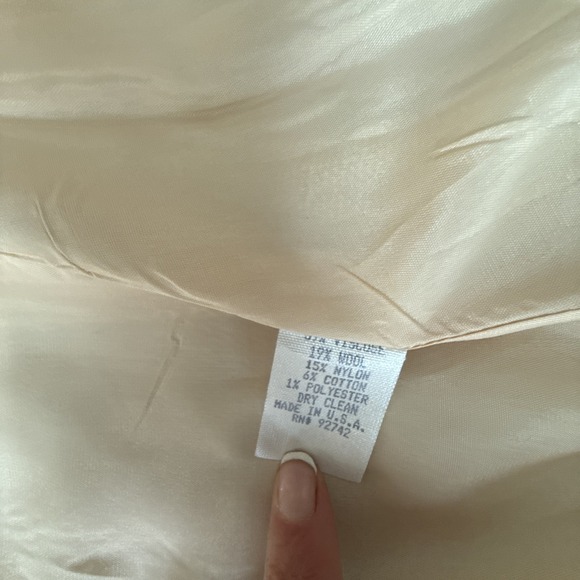 Juliana Collezione 0 Ivory Feather Twill Blazer Jacket Career Wear Wool Blend - Picture 8 of 9